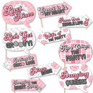 Big Dot of Happiness Funny Last Disco - Bachelorette Party Photo Booth Props Kit - 10 Piece - 1 of 4