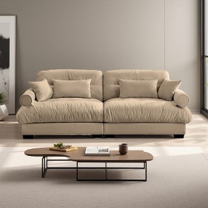 Velvet 2-Seater Sofa with Bolster Arms & Deep Seat - 1 of 4