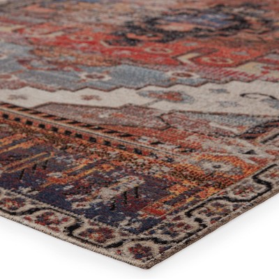 Multicolor Synthetic Medallion Runner Rug, 2'6" x 8'