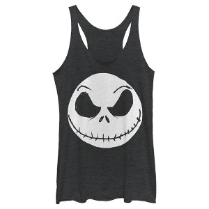 Women's The Nightmare Before Christmas Halloween Jack Skellington Big Face Racerback Tank Top - 1 of 4
