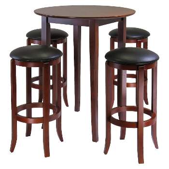 5pc Fiona Counter Height Dining Set with 4 Swivel Stools Wood/Antique Walnut - Winsome