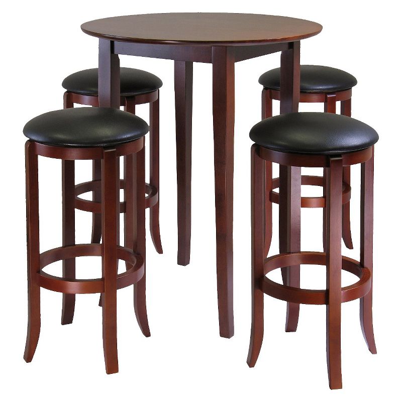 5pc Fiona Counter Height Dining Set with 4 Swivel Stools Wood/Antique Walnut - Winsome, 1 of 11