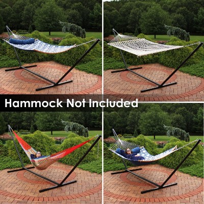 15 ft Black Heavy-Duty Steel Hammock Stand with Adjustable Hooks