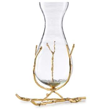 Classic Touch 11" Glass Vase with Gold Twig Base