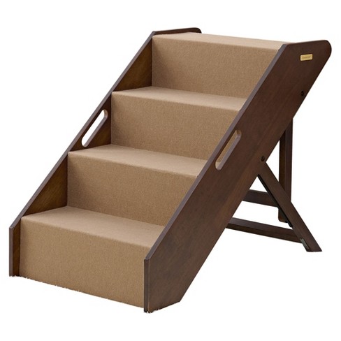 Meco Stakmore Pet Steps With Solid Hardwood Construction And Foldable Design Stairs For High Beds For Pets In All Life Stages Espresso W brown Felt Target