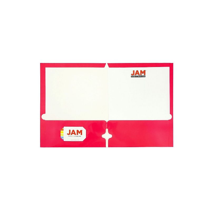 JAM Paper Laminated Glossy 3 Hole Punch Two-Pocket School Folders Hot Pink 385GHPFUC, 2 of 6