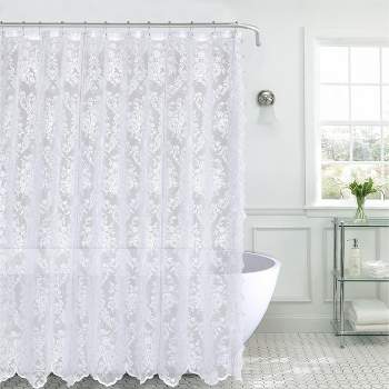 Kate Aurora Country Farmhouse Shabby Chic Floral Lace Shower Curtain