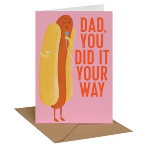 Recycled Paper Greetings Father's Day Card for Dad Hot Dog Singing Into Mic - 1 of 3