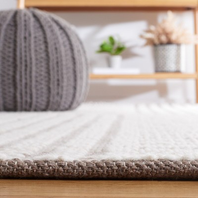 Handmade Ivory and Taupe Wool Flat Woven Area Rug, 3' x 5'