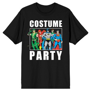 The Justice League Superhero Costume Party Menss Black Graphic Tee - 1 of 2