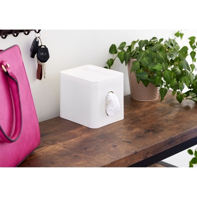 iDesign Recycled Plastic Facial Tissue Box Cover with Storage Tray, The Cade Collection - Thumbnail 4