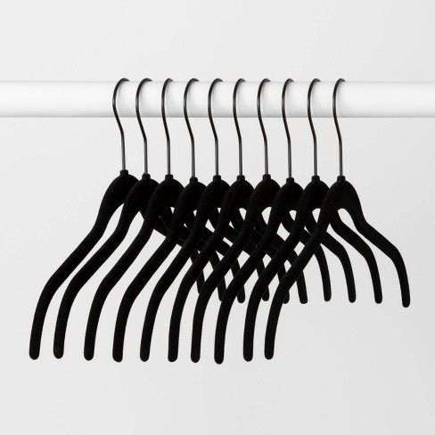 10pk Shirt Flocked Hangers Black - Brightroom™ : Target