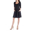24seven Comfort Apparel Three Quarter Sleeve Fit and Flare Mini Dress - image 2 of 4