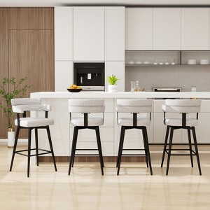 Dyonery Counter Height Bar Stools Swivel Barstools with Back Arms Modern Upholstered Soft Cushioned Metal Footrest for Kitchen Island - 1 of 4