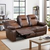 MAYEERTY Reclining Sofa, 3-Seat Breathable Leather Recliner with Reversible Coffee Table for Living Room, Brown - 2 of 4