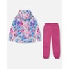 Deux par Deux Girl Printed Jacket Two-Piece Mid-Season Outerwear Set Butterflies on Multicolored and Vibrant Pink Background - 3 of 4