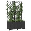 vidaXL Garden Planter with Trellis Black 31.5"x15.7"x53.5" PP - 3 of 4