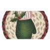 Earth Rugs Round Green Mitten Coaster – 7" Braided Jute Mat with Hand-Stenciled Holiday Mitten in Forest Green and Festive Winter Colors - 3 of 3