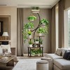 8 Tiered Walnut Wood Plant Stand,Indoor Tall Plant Stand With Grow Light,S-Shaped Corner Plant Planter For Living Room Patio-Coolbibila - 2 of 4