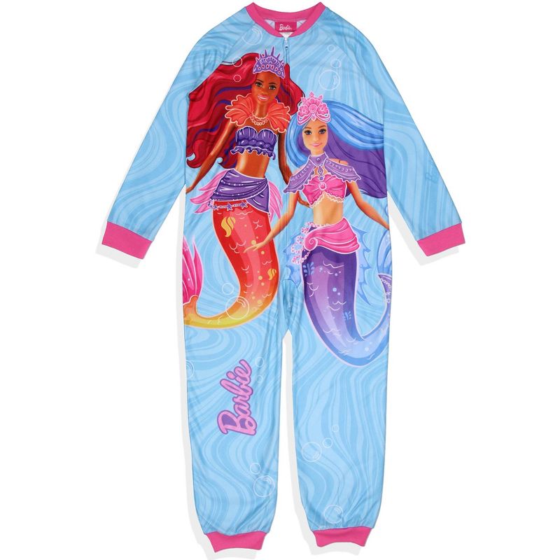 Barbie Girls' Mermaid Brooklyn and Malibu Footless Sleeper Pajama For Kids Blue, 2 of 7