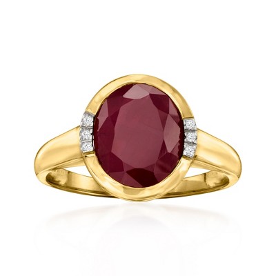 Ross-Simons 5.00 Carat Ruby Ring With Diamond Accents in 14kt Yellow Gold