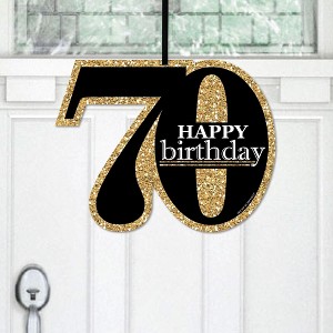 Big Dot of Happiness Adult 70th Birthday - Gold - Hanging Porch Birthday Party Outdoor Decorations - Front Door Decor - 1 Piece Sign - 1 of 4