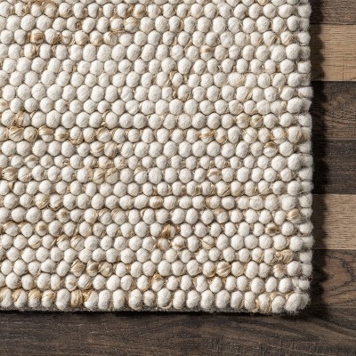 Handmade Ivory and Beige Wool Rectangular Area Rug
