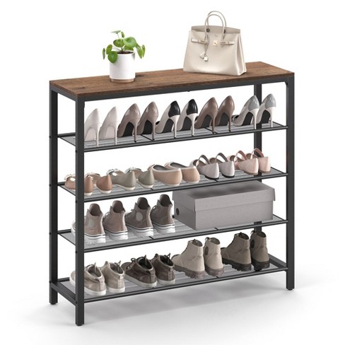 Shoe Rack 5-tier Shoe Storage Organizer W/4 Metal Mesh Shelves For 16-20  Pairs : Target