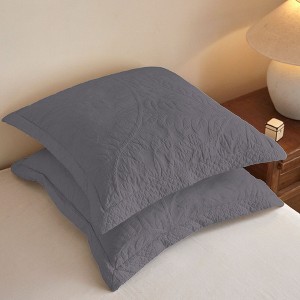 Marcielo 2 Pack Cotton Embroidered  Euro Shams 26"x26" - 1 of 4