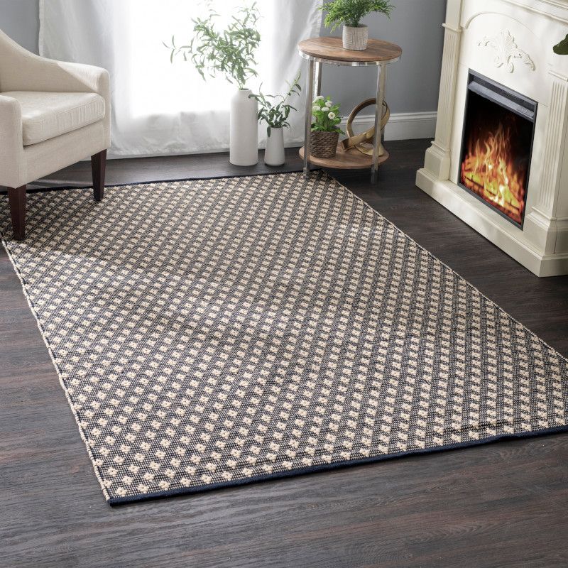 Home Conservatory Dainty Diamond Handwoven Cotton Area Rug, 2 of 7