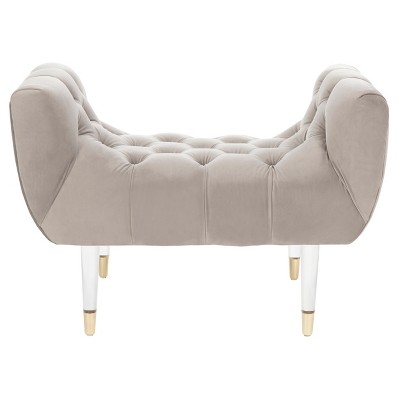 Eugenie Tufted Velvet Acrylic Bench Soft Taupe - Safavieh