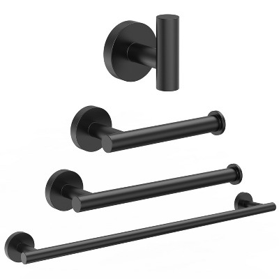 YAWWALK Round 4-Piece Bathroom Hardware Set with Towel Hook, Toilet Paper Holder, and Towel Bar