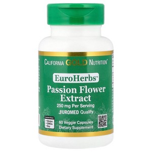 California Gold Nutrition EuroHerbs™, Passion Flower Extract, Euromed Quality, 250 mg, 60 Veggie Capsules - 1 of 4