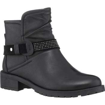 GC Shoes Moto Embellished Strap Ankle Boots