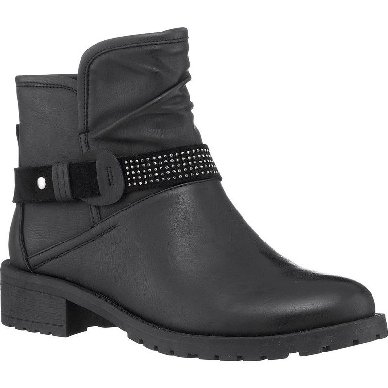 GC Shoes Moto Embellished Strap Ankle Boots, 1 of 6