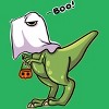 Women's Design By Humans Halloween Ghost Dinosaur By whynot007 Racerback Tank Top - 2 of 3