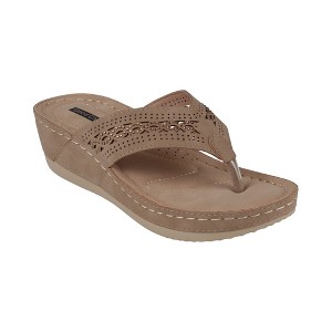 GC Shoes Bari Embellished Perforated Comfort Slide Wedge Sandals - 1 of 4