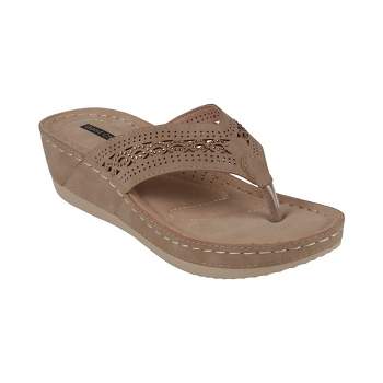 Gc Shoes Genelle Natural 10 Hardware Comfort Slide Wedge Sandals : Target