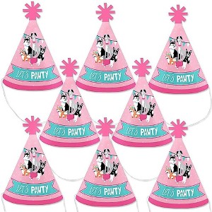 Big Dot of Happiness Pawty Like a Puppy Girl - Mini Cone Pink Dog Baby Shower or Birthday Party Hats - Small Little Party Hats - Set of 8 - 1 of 4