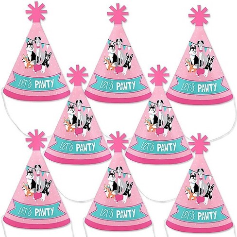 Big Dot Of Happiness Pawty Like A Puppy Girl Mini Cone Pink Dog Baby Shower Or Birthday Party Hats Small Little Party Hats Set Of 8 Target