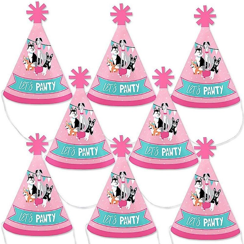 Big Dot of Happiness Pawty Like a Puppy Girl - Mini Cone Pink Dog Baby Shower or Birthday Party Hats - Small Little Party Hats - Set of 8, 1 of 9