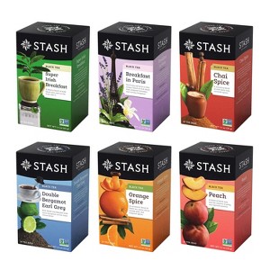 Stash Tea , Black Tea Varietyt, Caffeinated, No Artificial Ingredients, 18-20 Count (Pack of 6) - 1 of 4
