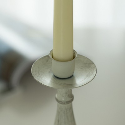 Elegant Antique Distressed Metal 5-Arm Candelabra in Silver