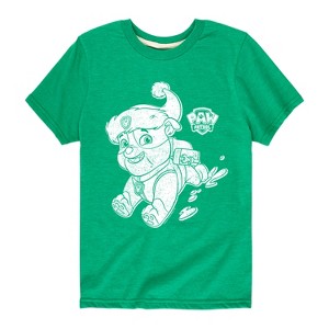 Boys' - Paw Patrol - Rubble Santa Hat Short Sleeve Graphic T-Shirt - 1 of 4