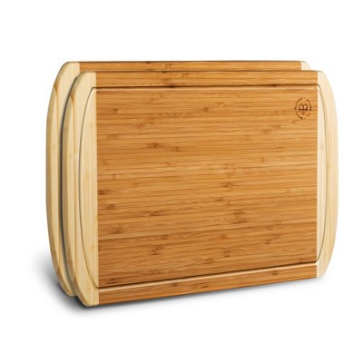 Bambusi Cutting Board Set of 2 Large Chopping Board with juice Groove
