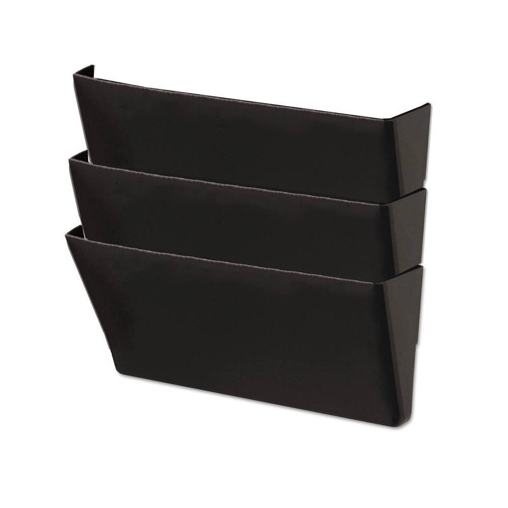 Universal 08121 Recycled Wall File  3 Pocket  Plastic  Black  3/Pack