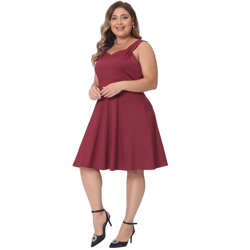 Agnes Orinda Women's Plus Size Sleeveless Sweetheart Neck Cocktail Bridesmaid Party A Line Dress, 3 of 6