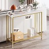 Console Table, Behind Couch Table, Industrial Hallway Table with Glass Shelf and Metal Frame, Narrow Entryway Table - 2 of 4