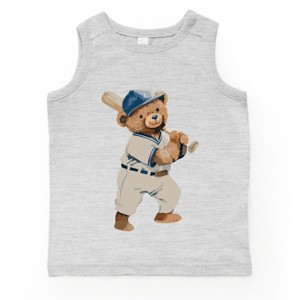 The Juniper Shop Watercolor Baseball Bear Youth Tank Top - 1 of 4