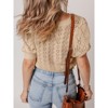 Chic Women's Hollowed Pattern Knit Short Puff Sleeve Sweater - 2 of 3
